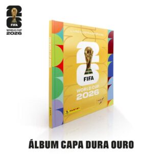 álbum de Cromos (figurinhas) da Copa 2026 capa dura cor Dourada da Editora Panini - LollaTabo