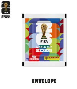 Exemplo de envelopes de Cromos (figurinhas) da Copa 2026 da Editora Panini - LollaTabo