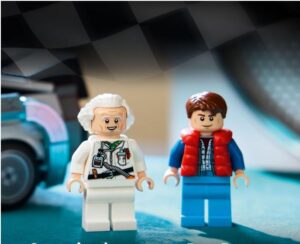 Imagem do Kit da empresa Lego - nome do KIT: de Volta para o Futuro da serie Speed Champions - site Colecionáveis portal Lollatabo.com.br
